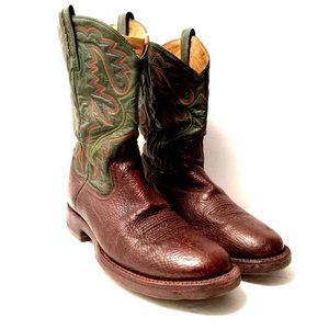 Ariat Men's Long Boot Size 12D Brown - Green Embroidery Top Leather